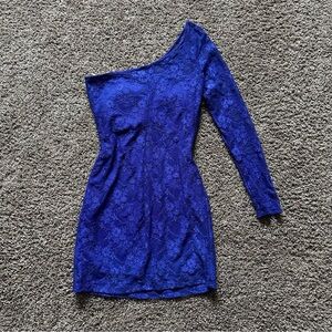 2000s Y2K Three Pink Hearts Purple Lace Open Shoulder Bodycon Dress Size M